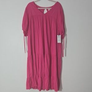 Terra & Sky Vibrant Pink Dress 100% Cotton